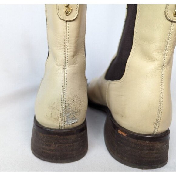Sam Edelman 7 Thelma Eggshell Chunky Heel Pull On Squared Toe Ankle Boots Bootie - Picture 8 of 16